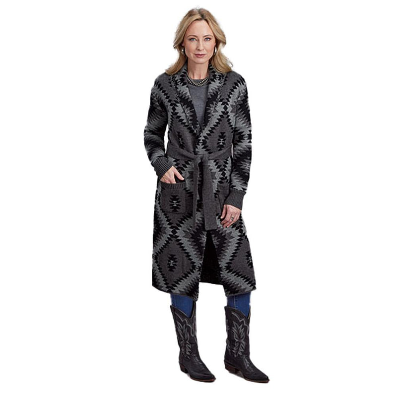 Women's Grey Aztec Duster