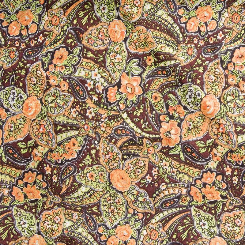 Calico Silk Wild Rag Scarf - Green Paisley