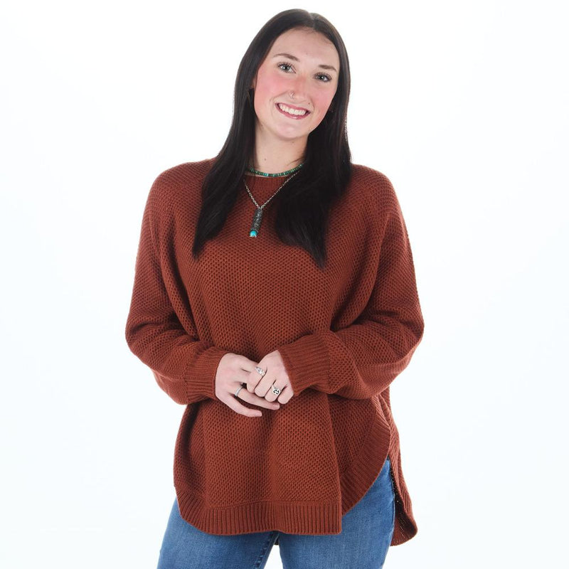 & Women's Round Bottom Textured Sweater