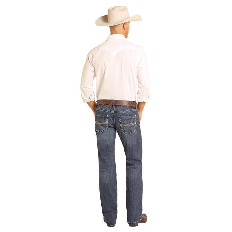 and Regular Fit Two-Tone Stitch Straight Leg Jeans
