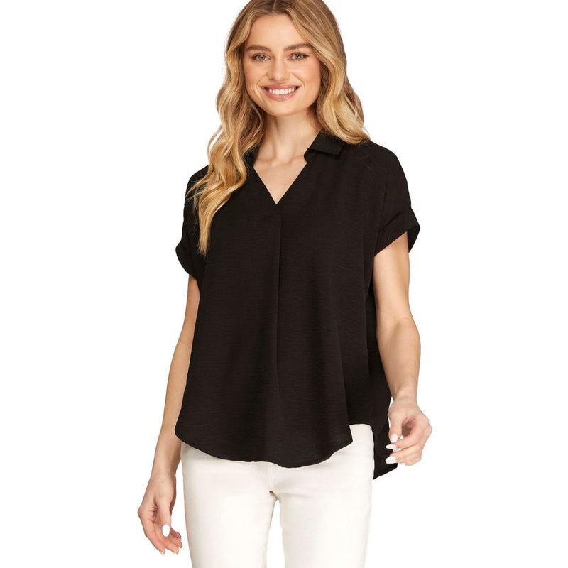 Womens Black Drop Shoulder Top
