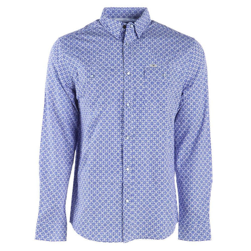 Brand Mens Blue Vented Pearl Snap Shirt