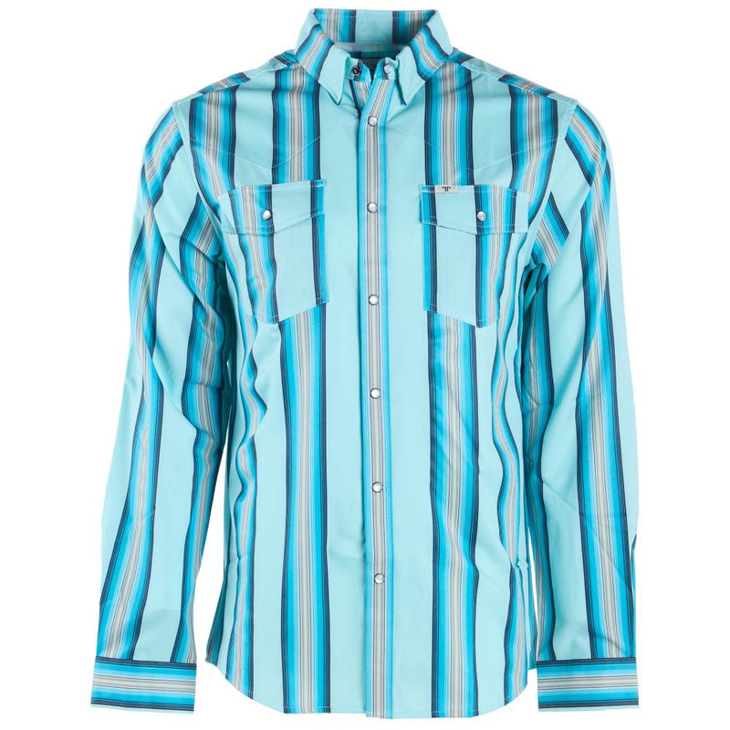 Brand Mens Mint Stripe Vented Pearl Snap Shirt