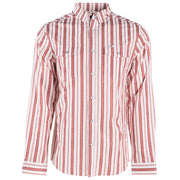 Brand Mens Red Striped Vented Pearl Snap Shirt