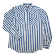 Brand Mens Blue Stripe Vented Pearl Snap Shirt