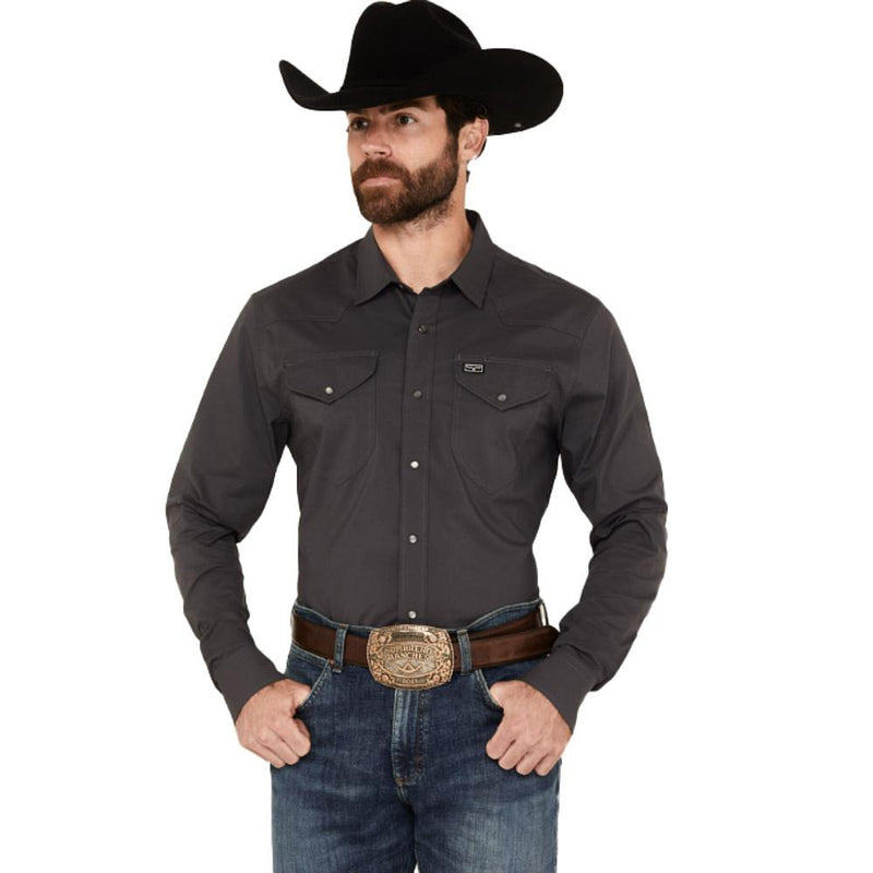 Mens Charcoal Blackout Snap Shirt