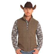 Taupe Plaid Wool Vest