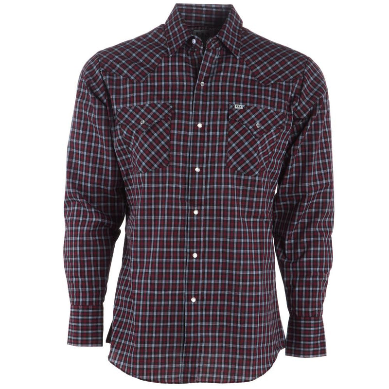 Mens Black Long Sleeve Check Shirt