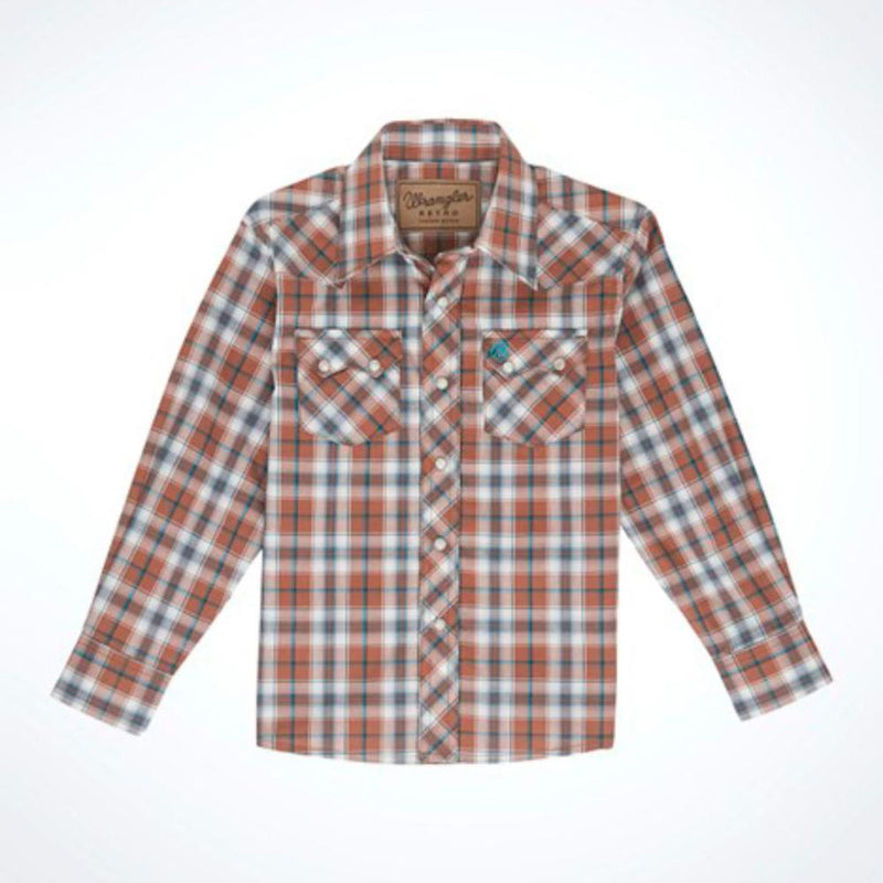 Boys Brown Plaid Retro Shirt