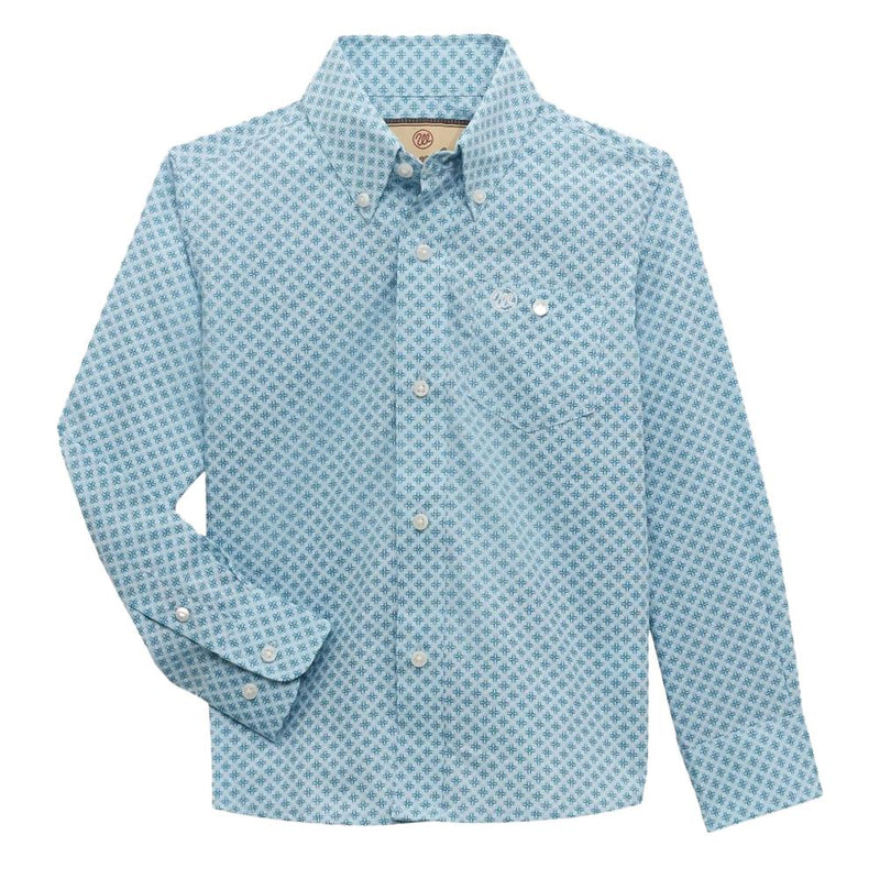 Boys Turquoise Print Shirt