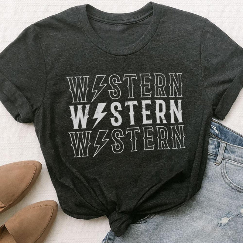 Women's Grey Western Bolt Tee