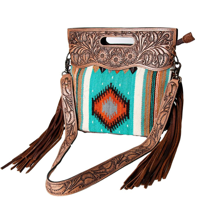 Turquoise Fringe Saddle Blanket Bag