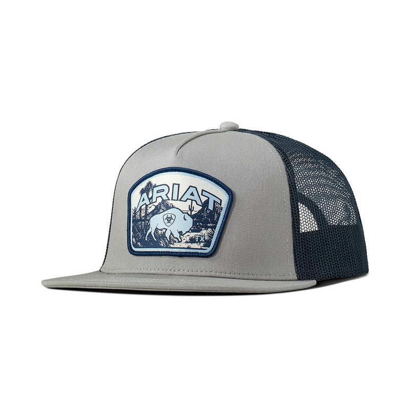 Ariat Men`s Buffalo Patch Gray Baseball Cap