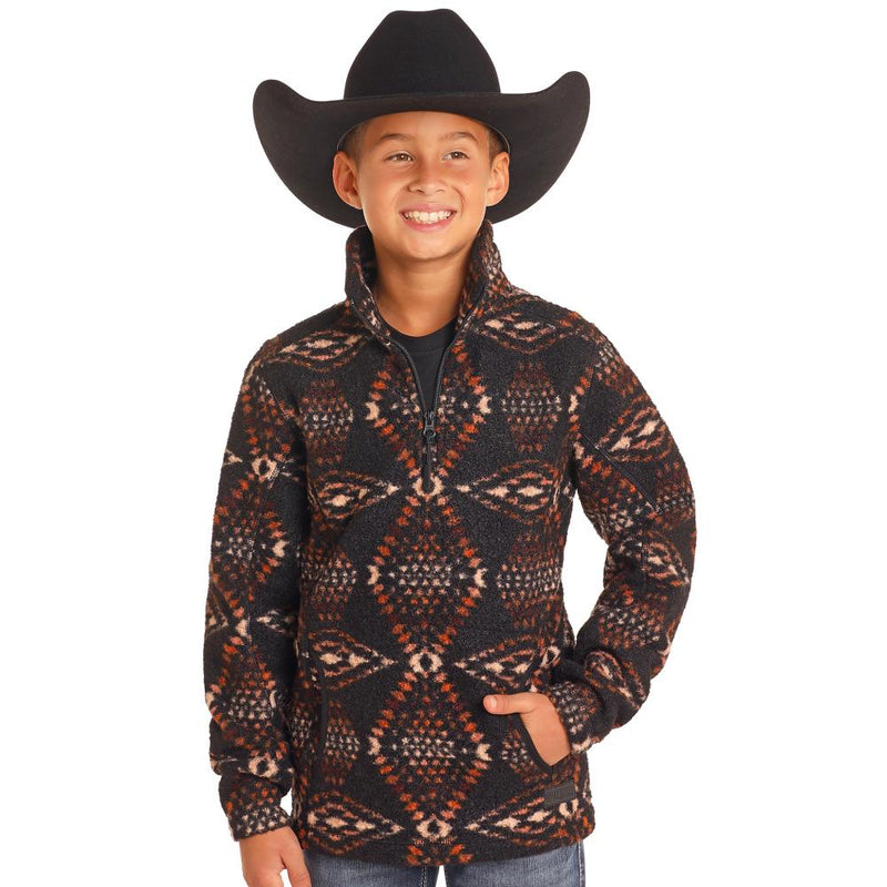 and Boys Aztec Print Quarter Zip Pullover