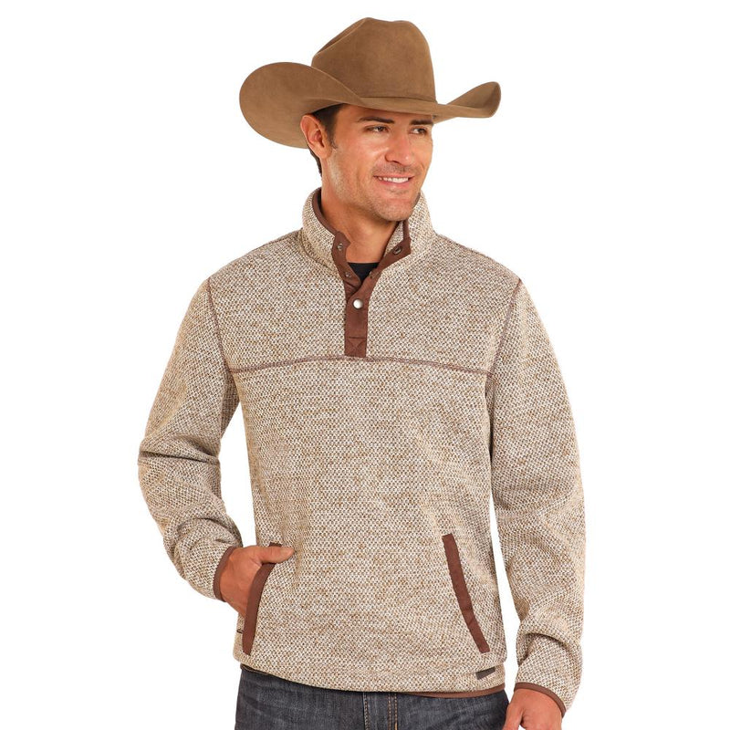 Tan Melange with Micro Suede Trim Pullover