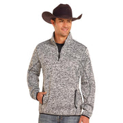 Black Knit Melange Pullover