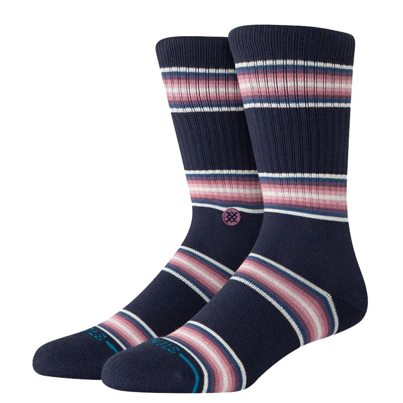 Womens Hill Top Navy and Dusty Rose Crew Socks
