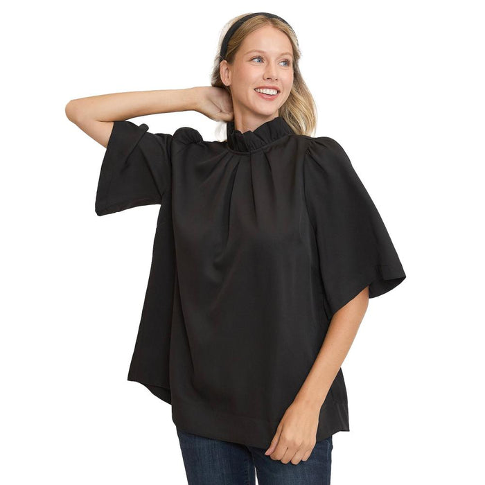 Umgee Usa Inc. Womens Black Bell Sleeve Top