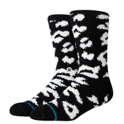 Womens Purrfect Plush Black Crew Socks