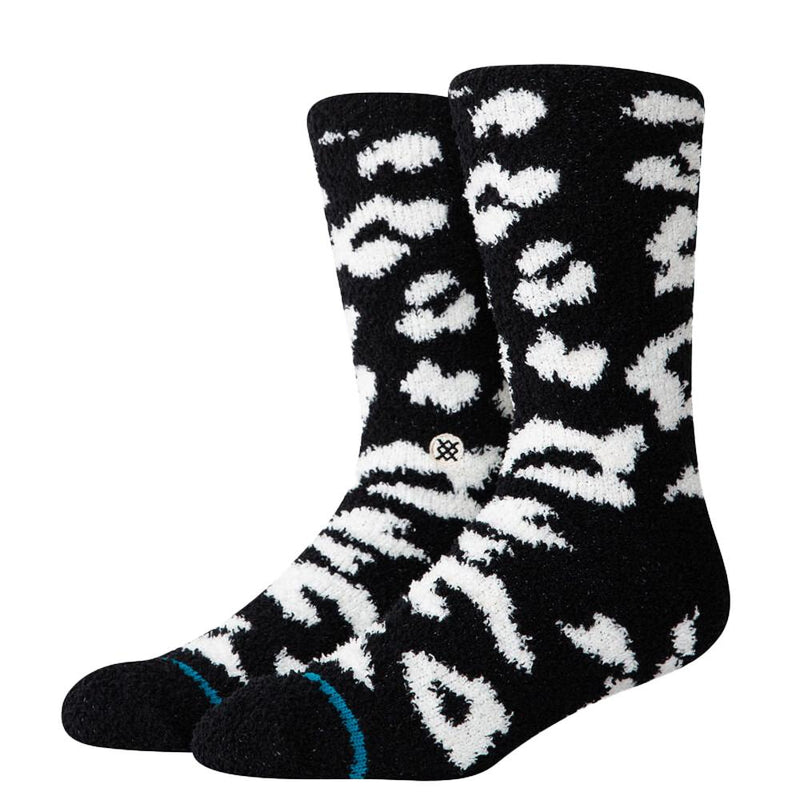 Womens Purrfect Plush Black Crew Socks