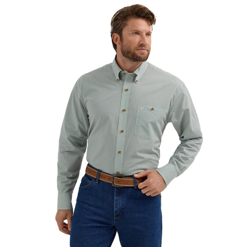 Mens Tan Print Classic Long Sleeve Shirt