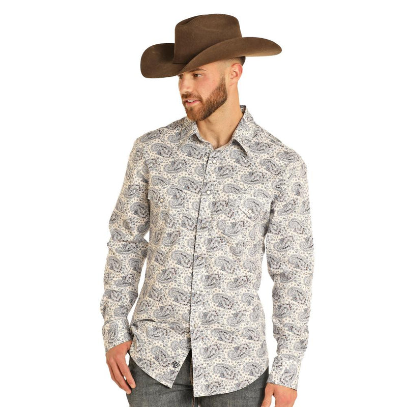 N Paisley Print Snap Shirt