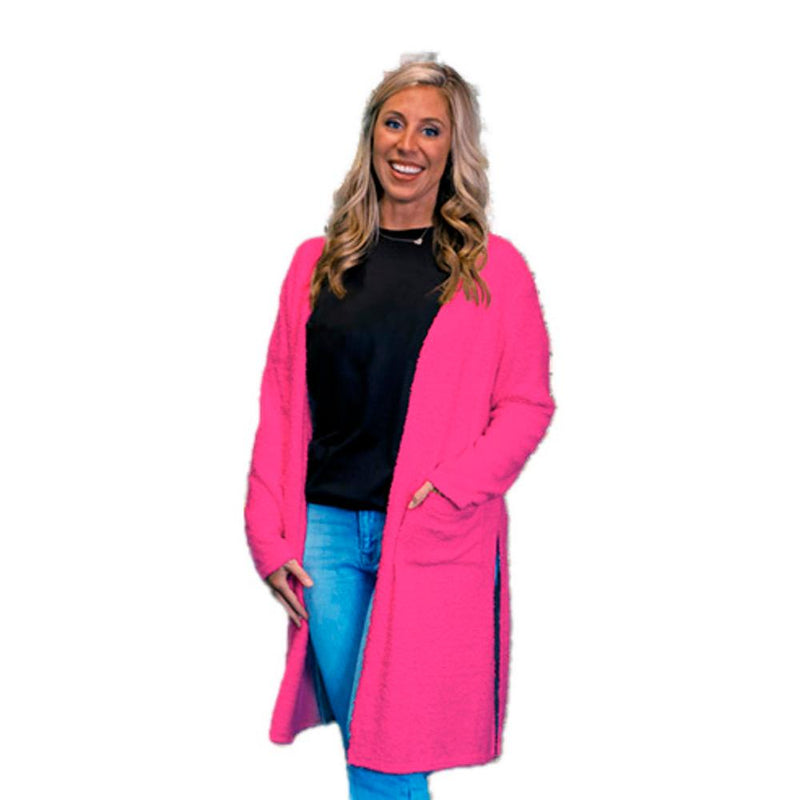 Womens Hot Pink Comfy Cardigan