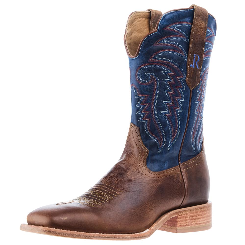 R Watson Boots Men`s Honey Cowhide 11In Electric Blue Top Cowboy Boot