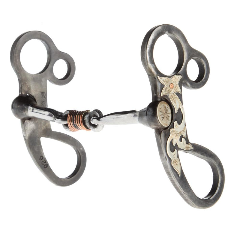 Silver Engraved Snaffle Dog Bone Short Shank Bit