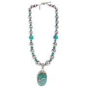 Oval Pendant Rondelles Necklace
