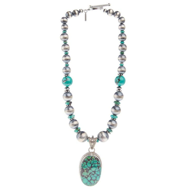 Oval Pendant Rondelles Necklace