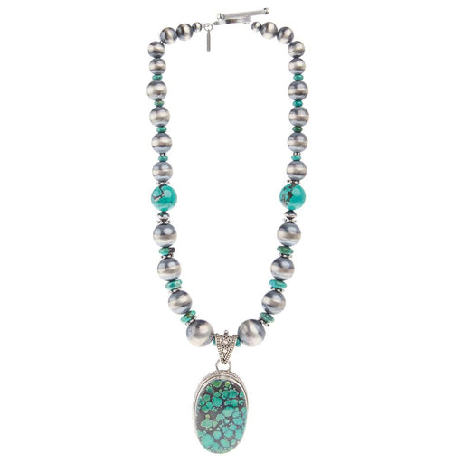 Oval Pendant Rondelles Necklace