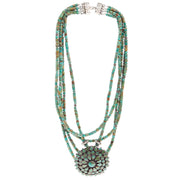 Multi Strand Turquoise Medallion Necklace