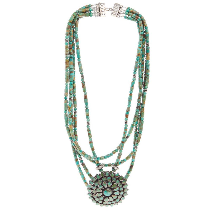Multi Strand Turquoise Medallion Necklace