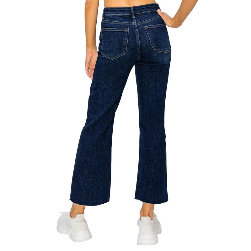 Women's Dark Mid Rise Ankle Flare Jean