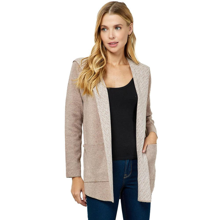 S See And Be Seen Jacquard Hooded Sweater Cardigan