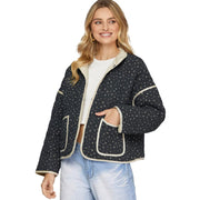 Navy Floral Quilted Jacket