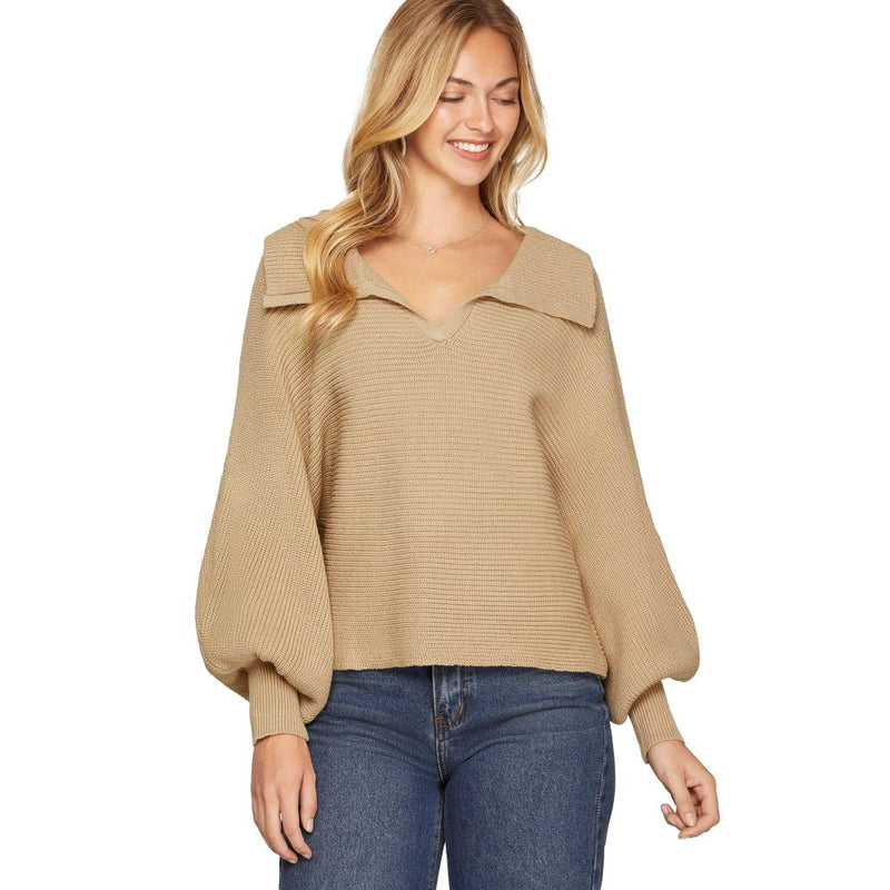 Womens Taupe Dolman Sleeve Sweater