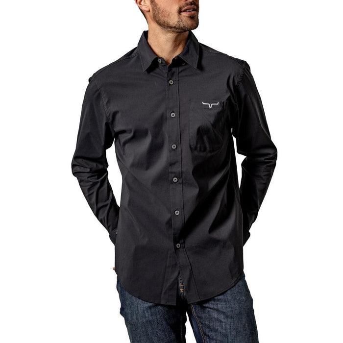 Mens Teams Black Dress Shirt