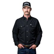 Mens Black Vented Pearl Snap Shirt