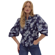 Womens Navy Print Top