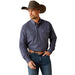 Mens Navy Print Long Sleeve Snap Shirt
