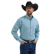 George Strait White Teal Plaid