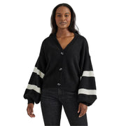 Womens Black Logo Blouson Sleeve Cardigan