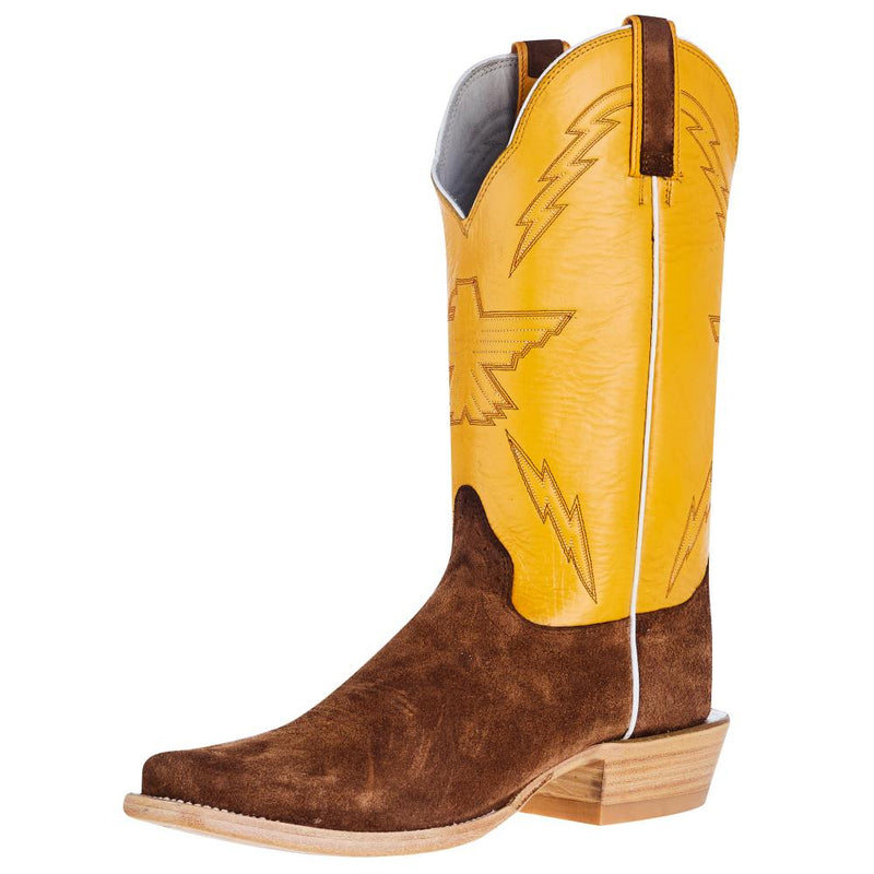 Men`s Chocolate Ranch Horse Roughout 13in Yellow Top