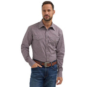 Mens 20X Grey/Wine Print Long Sleeve Snap Shirt