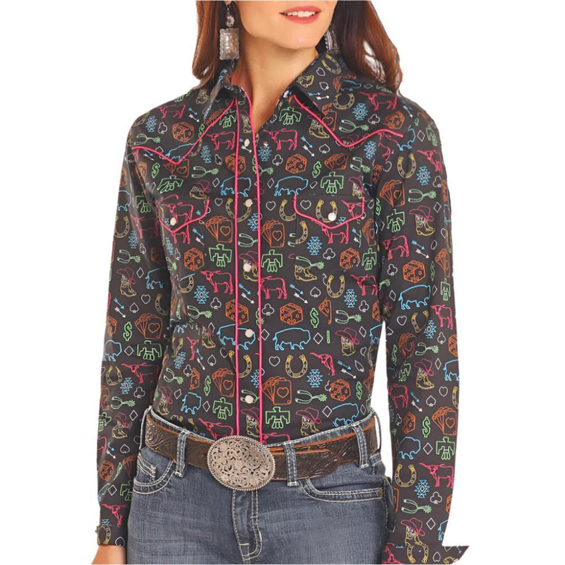 Womens Neon Novelty Print Shirt