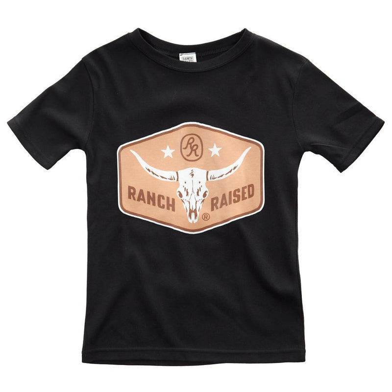 Boys Black Longhorn Tee