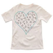 Girls Oatmeal Branded Heart Short Sleeve Tee