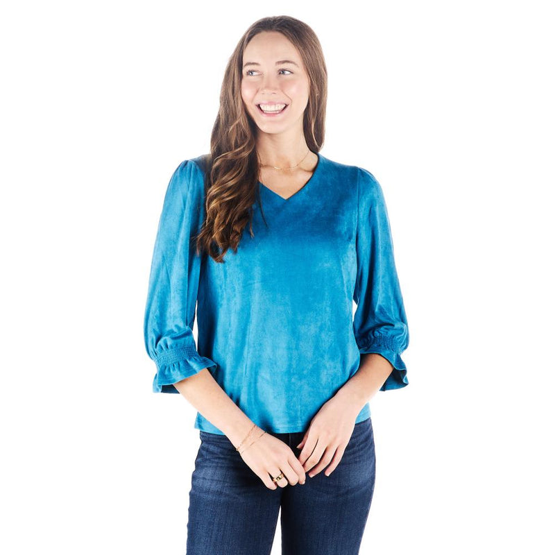Womens Suede Long Sleeve Shirt